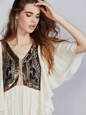 ✨ Free People Moonglow A-Line Dress ✨ NWT ✨ Size M ✨ Boho Sequins Flowy